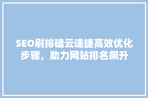 SEO刷排磕云速捷高效优化步骤，助力网站排名飙升