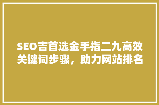 SEO吉首选金手指二九高效关键词步骤，助力网站排名飙升