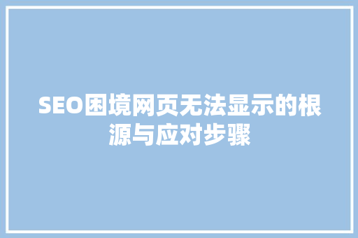 SEO困境网页无法显示的根源与应对步骤