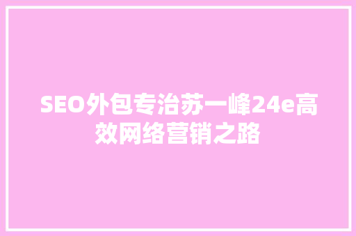 SEO外包专治苏一峰24e高效网络营销之路