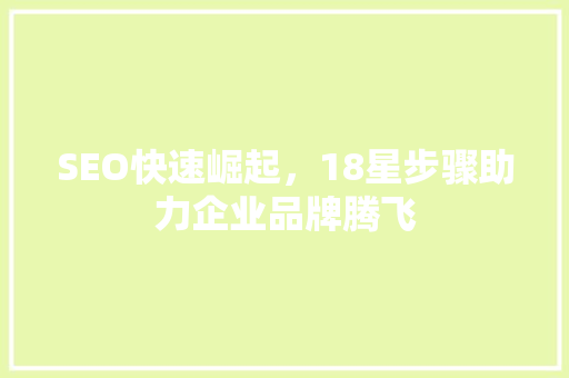SEO快速崛起，18星步骤助力企业品牌腾飞  第1张