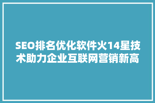 SEO排名优化软件火14星技术助力企业互联网营销新高度