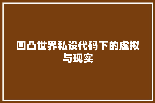 凹凸世界私设代码下的虚拟与现实