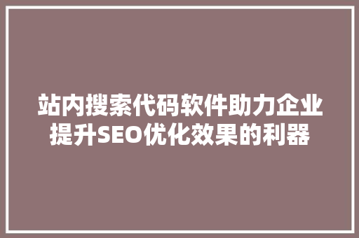 站内搜索代码软件助力企业提升SEO优化效果的利器