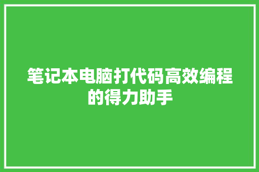 笔记本电脑打代码高效编程的得力助手