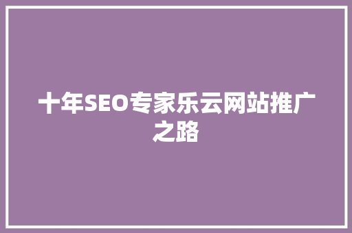 十年SEO专家乐云网站推广之路  第1张