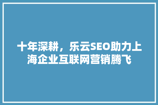 十年深耕，乐云SEO助力上海企业互联网营销腾飞