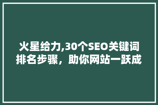 火星给力,30个SEO关键词排名步骤，助你网站一跃成为行业翘楚