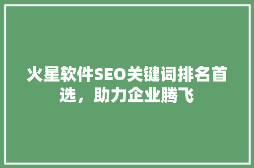 火星软件SEO关键词排名首选，助力企业腾飞