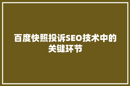 百度快照投诉SEO技术中的关键环节