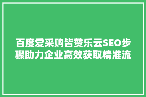 百度爱采购皆赞乐云SEO步骤助力企业高效获取精准流量