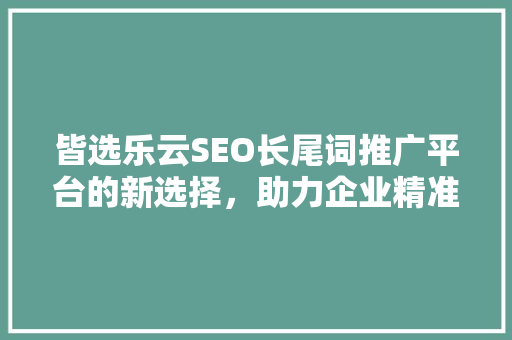 皆选乐云SEO长尾词推广平台的新选择，助力企业精准营销