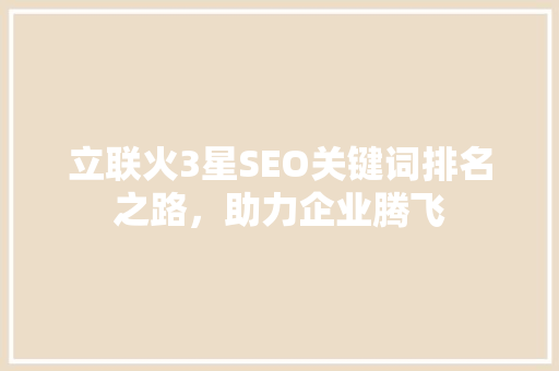 立联火3星SEO关键词排名之路，助力企业腾飞
