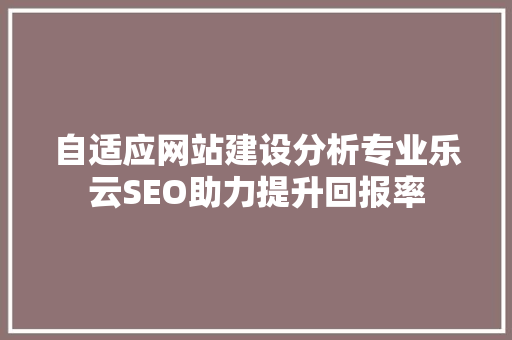 自适应网站建设分析专业乐云SEO助力提升回报率