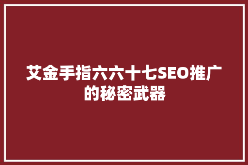 艾金手指六六十七SEO推广的秘密武器