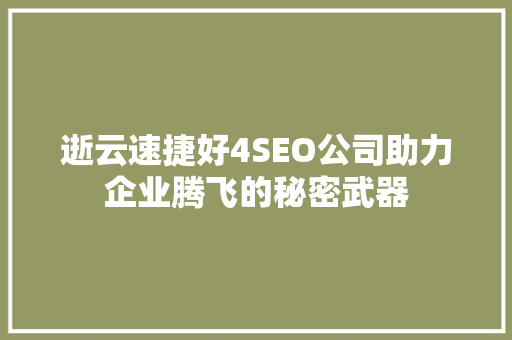 逝云速捷好4SEO公司助力企业腾飞的秘密武器