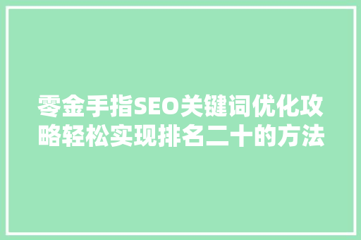 零金手指SEO关键词优化攻略轻松实现排名二十的方法