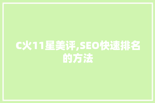 C火11星美评,SEO快速排名的方法