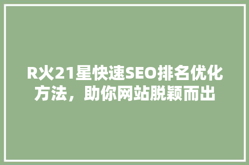 R火21星快速SEO排名优化方法，助你网站脱颖而出