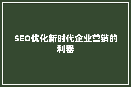 SEO优化新时代企业营销的利器