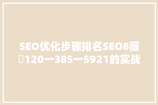 SEO优化步骤排名SEO8薇鈊120一385一5921的实战