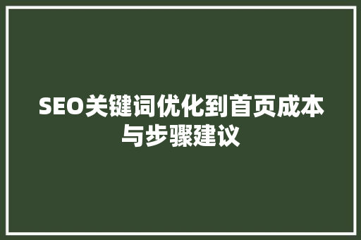 SEO关键词优化到首页成本与步骤建议