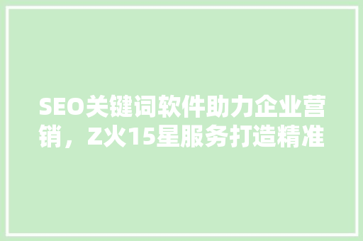 SEO关键词软件助力企业营销，Z火15星服务打造精准营销新局面