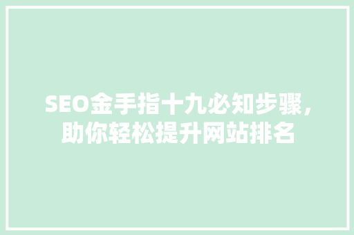 SEO金手指十九必知步骤，助你轻松提升网站排名