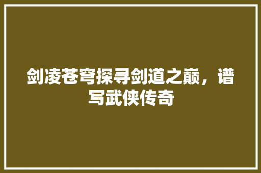剑凌苍穹探寻剑道之巅，谱写武侠传奇
