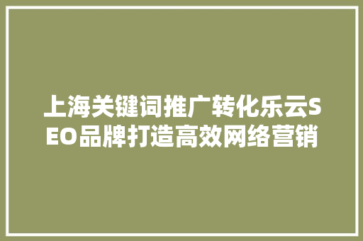 上海关键词推广转化乐云SEO品牌打造高效网络营销新步骤
