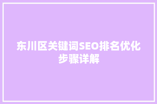 东川区关键词SEO排名优化步骤详解