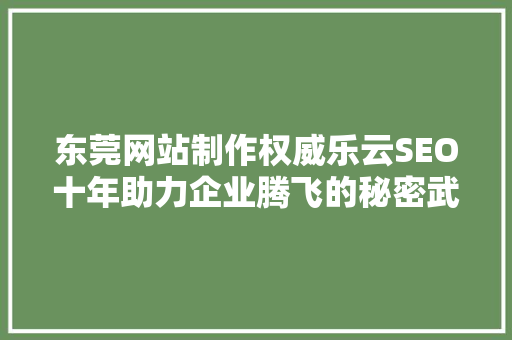 东莞网站制作权威乐云SEO十年助力企业腾飞的秘密武器