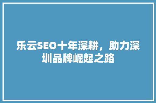 乐云SEO十年深耕，助力深圳品牌崛起之路