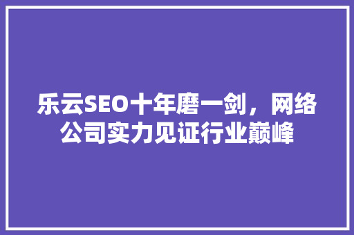 乐云SEO十年磨一剑，网络公司实力见证行业巅峰