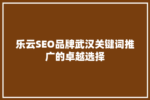 乐云SEO品牌武汉关键词推广的卓越选择