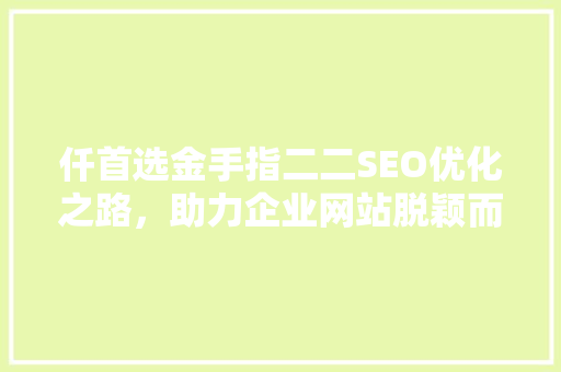 仟首选金手指二二SEO优化之路，助力企业网站脱颖而出