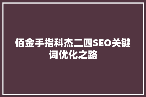 佰金手指科杰二四SEO关键词优化之路