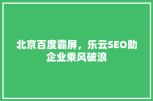 北京百度霸屏，乐云SEO助企业乘风破浪