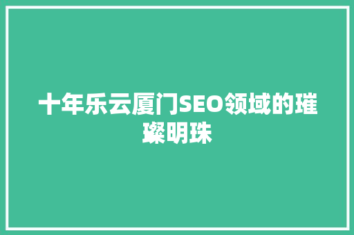 十年乐云厦门SEO领域的璀璨明珠
