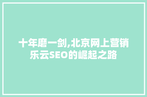 十年磨一剑,北京网上营销乐云SEO的崛起之路