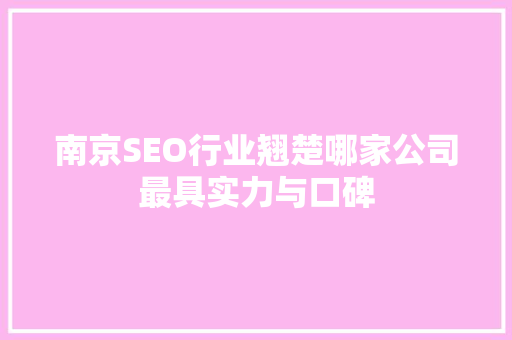 南京SEO行业翘楚哪家公司最具实力与口碑