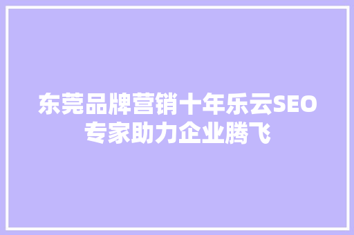 东莞品牌营销十年乐云SEO专家助力企业腾飞