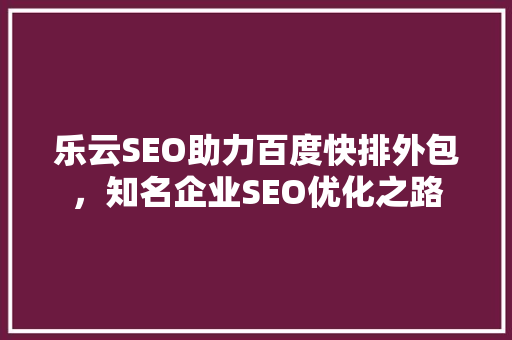 乐云SEO助力百度快排外包，知名企业SEO优化之路