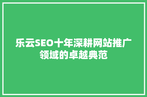 乐云SEO十年深耕网站推广领域的卓越典范