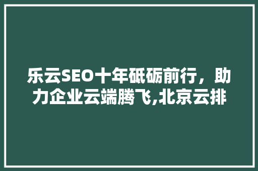 乐云SEO十年砥砺前行，助力企业云端腾飞,北京云排名引领行业新风向