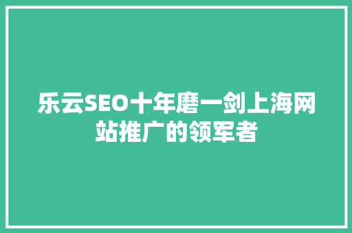 乐云SEO十年磨一剑上海网站推广的领军者