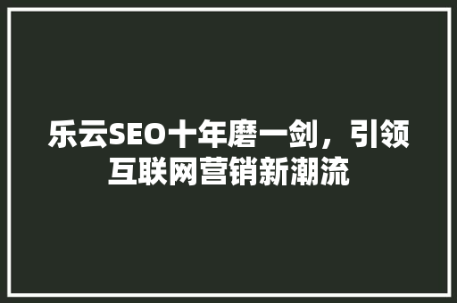乐云SEO十年磨一剑，引领互联网营销新潮流