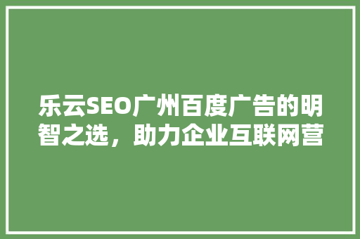 乐云SEO广州百度广告的明智之选，助力企业互联网营销新篇章