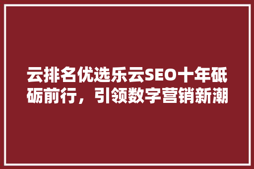 云排名优选乐云SEO十年砥砺前行，引领数字营销新潮流