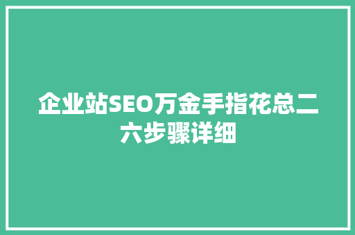 企业站SEO万金手指花总二六步骤详细
